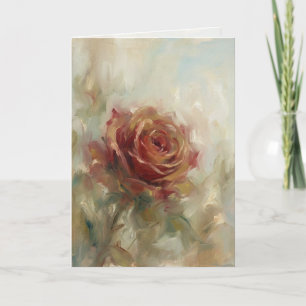 "Ölgemälde einer einzelnen Rose" Grußkarte Karte