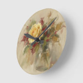 "Ölgemälde einer einzelnen Rose" Runde Wanduhr (Winkel)