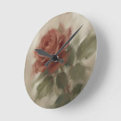 "Ölgemälde einer einzelnen Rose" Runde Wanduhr (Winkel)