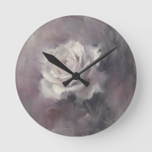 "Ölgemälde einer einzelnen Rose" Runde Wanduhr