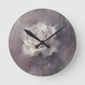 "Ölgemälde einer einzelnen Rose" Runde Wanduhr