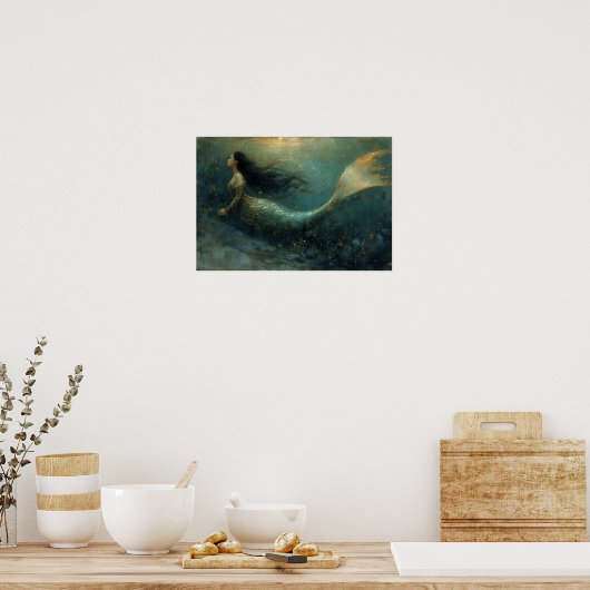 Ölgemälde einer Meerjungfrau Poster (Küche)