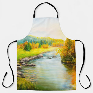 Ölgemälde einer schönen Herbstlandschaft, Wald Schürze