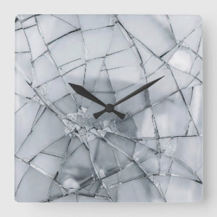 Ölgemälde einer zerbrochenen Glasoberfläche (Stil  Quadratische Wanduhr