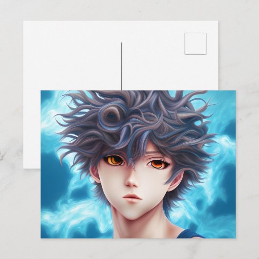 Ölgemälde eines Anime Boy Postkarte (Vorne/Hinten)