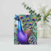 Ölgemälde eines Lila Pfauens Feiertagskarte (Stehend Vorderseite)