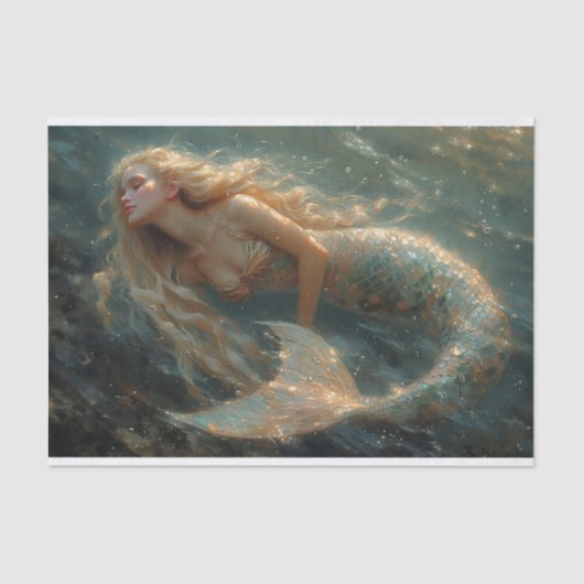 Ölgemälde eines Meerjungfettpapiers Seidenpapier (Vorderseite)