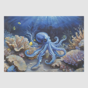 Ölgemälde eines Oktopus und Fisch-Decoupage Seidenpapier