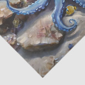 Ölgemälde eines Oktopus und Fischteppiche Seidenpapier (Detail)