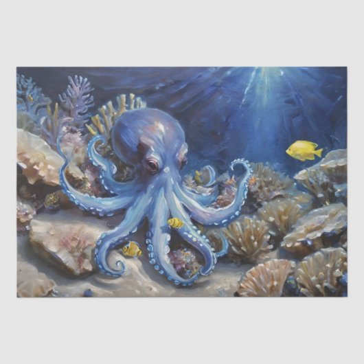 Ölgemälde eines Oktopus und Fischteppiche Seidenpapier (Vorderseite)