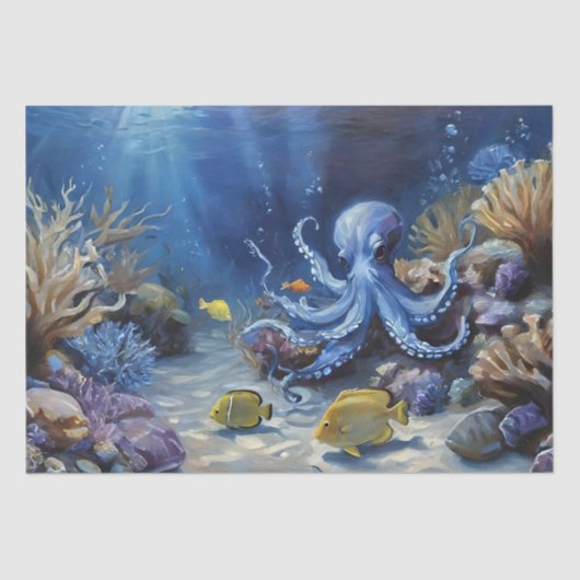 Ölgemälde eines Oktopus und Fischteppiche Seidenpapier (Vorderseite)