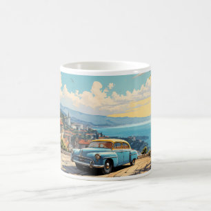 Ölgemälde eines Oldtimers im Vintage-Stil Kaffeetasse