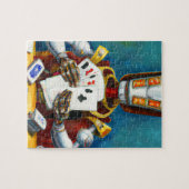 Ölgemälde eines Roboters, der Karten spielt Puzzle (Horizontal)