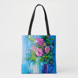 Ölgemälde eines Rosenbouquets. Impressionistischer Tasche