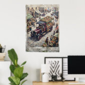 Ölgemälde eines Vintage-Europäischen-Markt-Gemüse- Poster (Heimbüro)