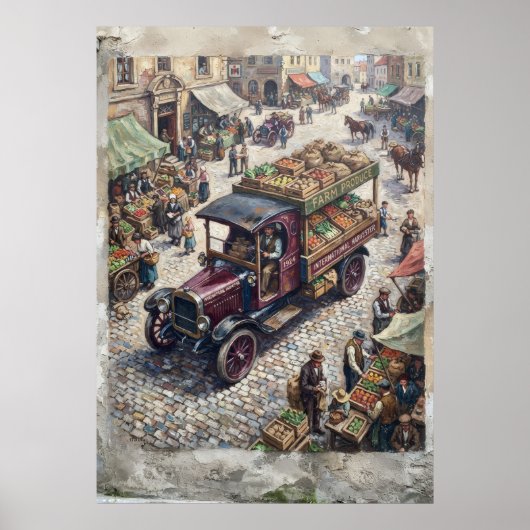 Ölgemälde eines Vintage-Europäischen-Markt-Gemüse- Poster (Vorne)
