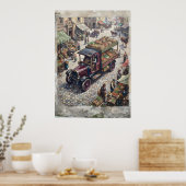 Ölgemälde eines Vintage-Europäischen-Markt-Gemüse- Poster (Küche)