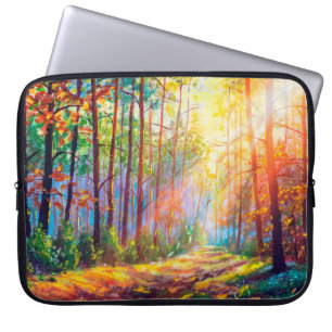 Ölgemälde herrlicher Wald im Herbst, landschaftlic Laptopschutzhülle