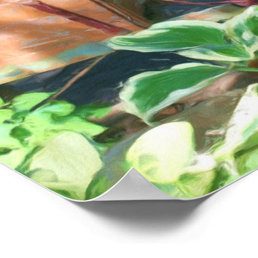 Ölgemälde im Blumengarten Poster (Ecke)