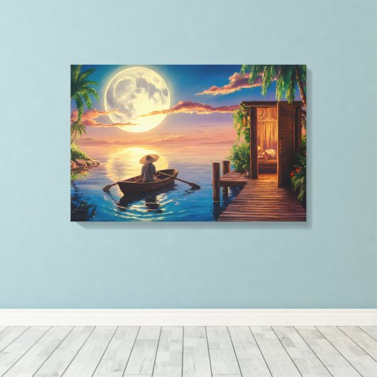 Ölgemälde im tropischen Paradies Leinwanddruck (Insitu (Holzboden))