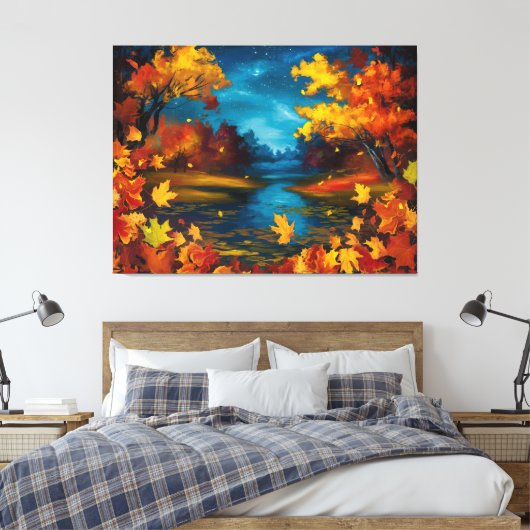 Ölgemälde in der Herbstnacht Leinwanddruck (Insitu (Schlafzimmer))
