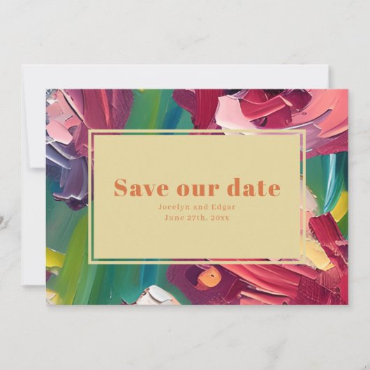 Ölgemälde Inspiriert Deko Groovy Hochzeit Save The Date (Vorderseite)