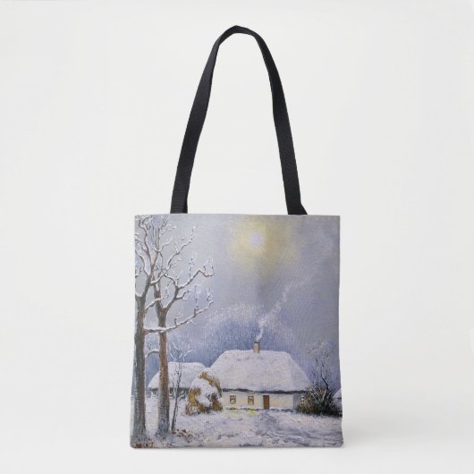 Ölgemälde ländlicher Landschaft. Winter. Altes Dor Tasche (Vorderseite)