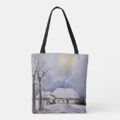 Ölgemälde ländlicher Landschaft. Winter. Altes Dor Tasche (Rückseite)
