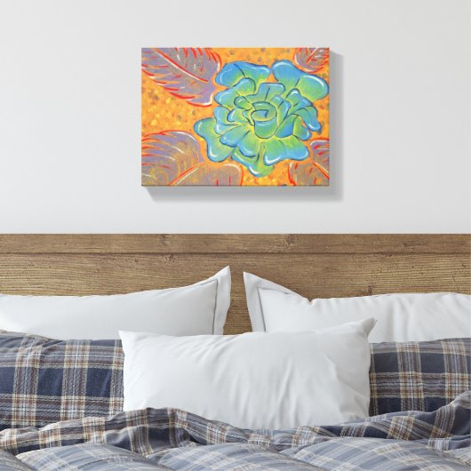 Ölgemälde mit blauer Rose Leinwanddruck (Insitu (Schlafzimmer))