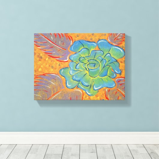 Ölgemälde mit blauer Rose Leinwanddruck (Insitu (Holzboden))