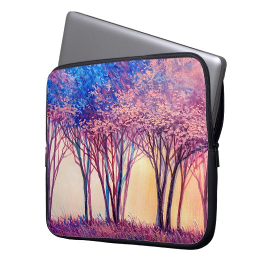 Ölgemälde mit bunten Bäumen. Abstraktes Bild von f Laptopschutzhülle (Vorderseite Links)