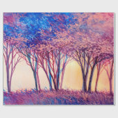 Ölgemälde mit bunten Bäumen. Abstraktes Bild von Geschenkpapier (Flach)