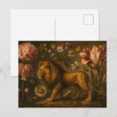 Ölgemälde mit Löwe und botanischem Garten im Vinta Postkarte (Vorne/Hinten)