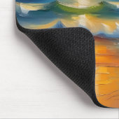 Ölgemälde mit orangefarbenem Sonnenuntergang über  Mousepad (Ecke)