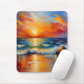 Ölgemälde mit orangefarbenem Sonnenuntergang über  Mousepad (Mit Mouse)