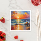 Ölgemälde mit orangefarbenem Sonnenuntergang über  Serviette (Beispiel)