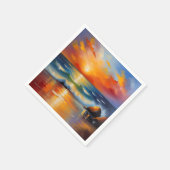 Ölgemälde mit orangefarbenem Sonnenuntergang über  Serviette (Ecke)