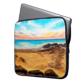 Ölgemälde mit schönem goldenem Sonnenuntergang übe Laptopschutzhülle (Vorderseite Links)
