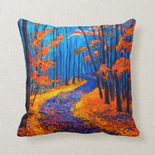 Ölgemälde mit schönem Herbstwald auf L Kissen