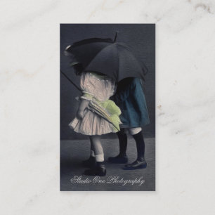 Ölgemälde mit Vintage-Foto von Kindern Visitenkarte