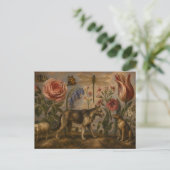 Ölgemälde mit Waldwild und Botanik Postkarte (Stehend Vorderseite)