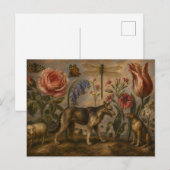 Ölgemälde mit Waldwild und Botanik Postkarte (Vorne/Hinten)