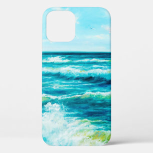 Ölgemälde mit Wellen im Ozean oder Meer auf Leinwa Case-Mate iPhone Hülle