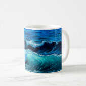 Ölgemälde mit Wellen im Ozean oder Meer auf Leinwa Kaffeetasse (VorderseiteRechts)