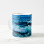 Ölgemälde mit Wellen im Ozean oder Meer auf Leinwa Kaffeetasse (Vorderseite Links)