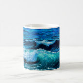 Ölgemälde mit Wellen im Ozean oder Meer auf Leinwa Kaffeetasse (Mittel)