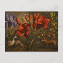 Ölgemälde mit Wildtieren im Vintage-Botanischen Ga
