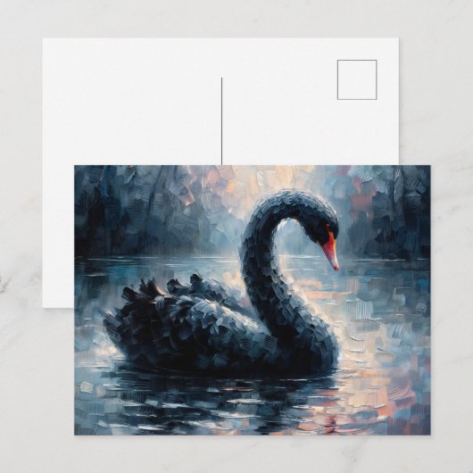 Ölgemälde-Postkarte Schwarzer Schwan Postkarte (Vorne/Hinten)