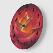 Ölgemälde Rote Rose Große Wanduhr (Winkel)