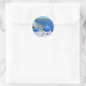Ölgemälde Santorini Oia Runder Aufkleber (Tasche)